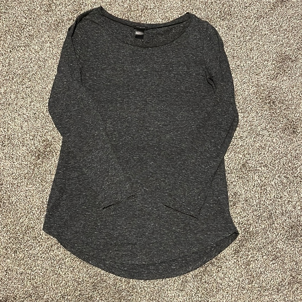 Ann Taylor lightweight long sleeve scoop neck t-shirt, grey, size small